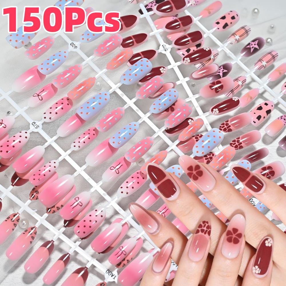 Nail Art Xs - 150 stuks roze blauwe ombre luipaard