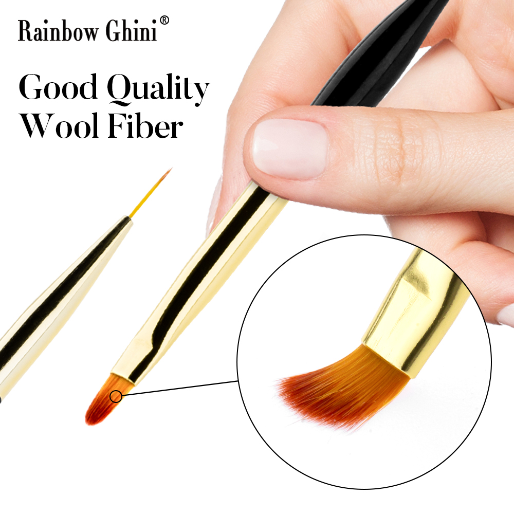 Nail Art Brush Set - Rainbow Ghini 3-delige set dubbelzijdige nagelkunstborstels