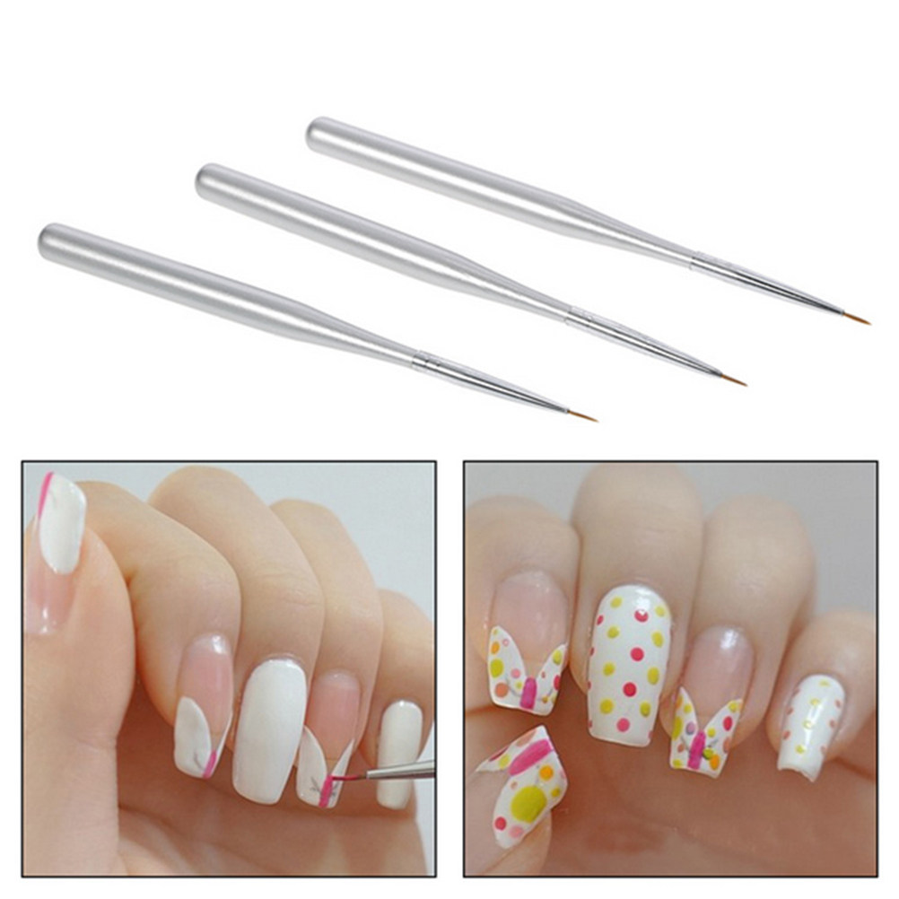 Nail Art Brush Set - 3-delige set nagelkunst liner penselen met
