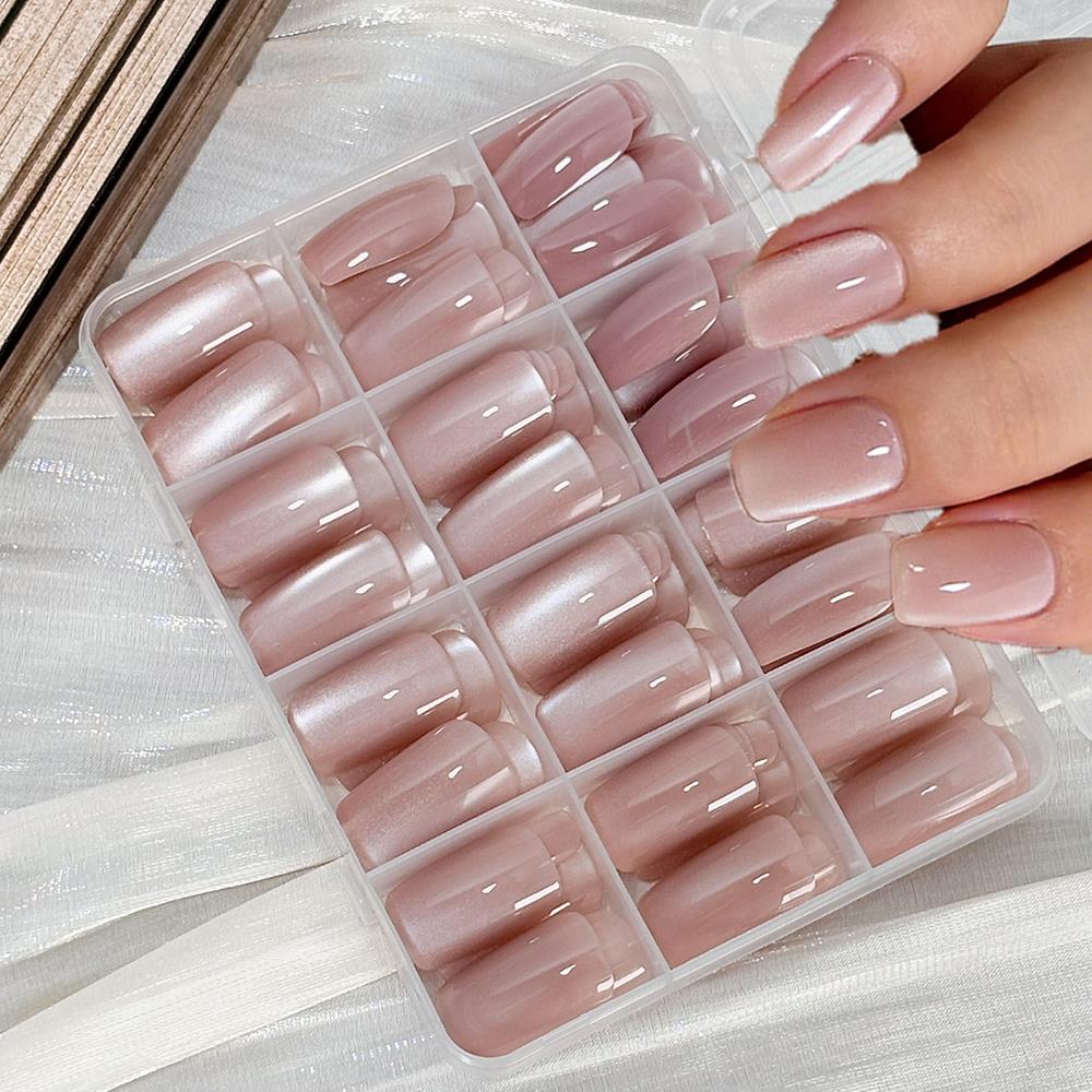 Nail Art Xs - 144 stuks glanzende nude roze kattenoog