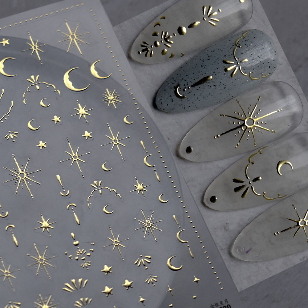 Nail Art Gold - 3D Goud Zon/Maan/Ster Bronzing Nail Art