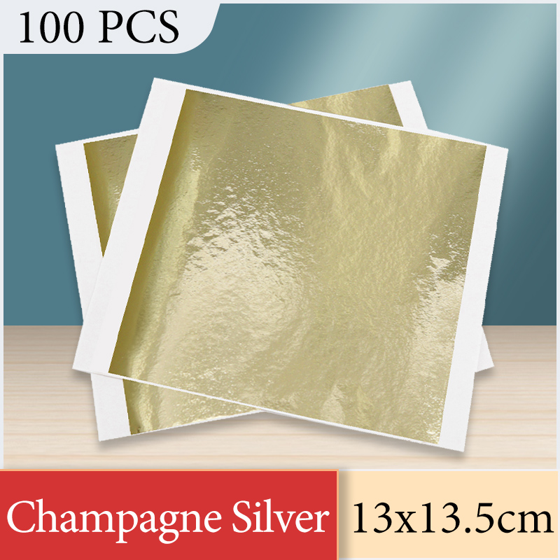 Nail Art Gold - 13x13.5 cm Champagne Zilverfolie Papier Bladgoud