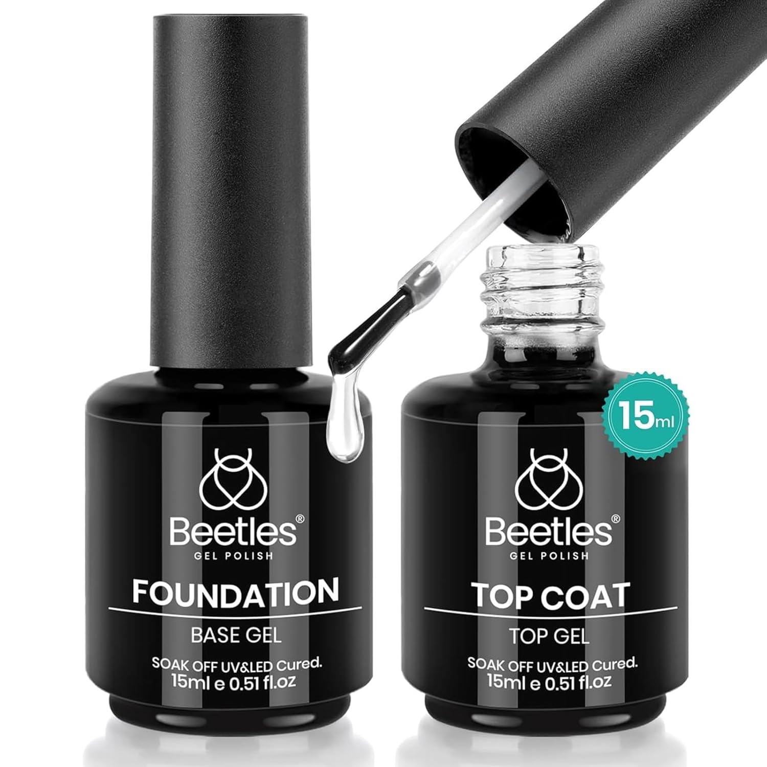 Gel Top Coat - Beetles 2 Stuks 15ml No Wipe