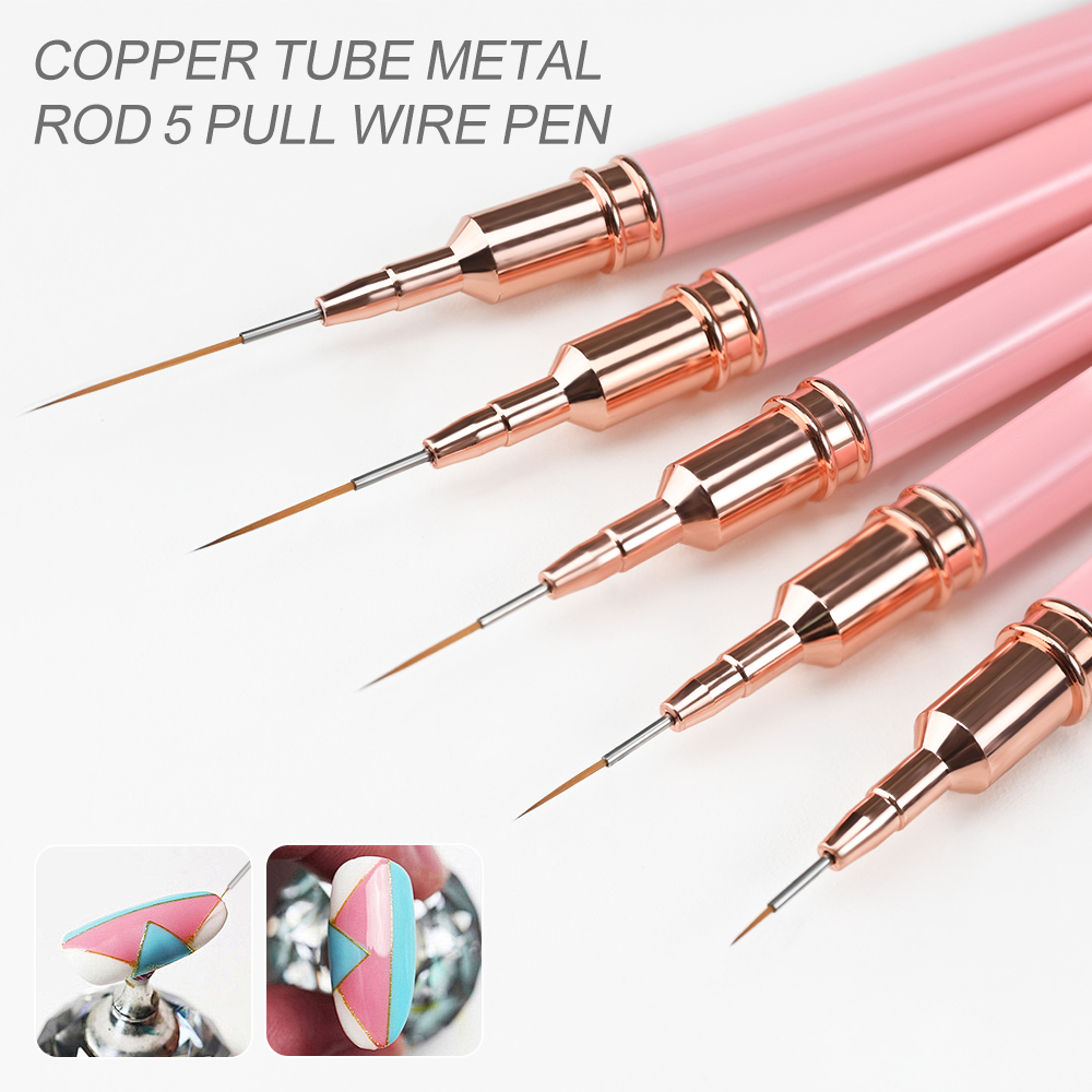 5-delige set roze metalen hand - Nail Art Brush Set recensie en prijs