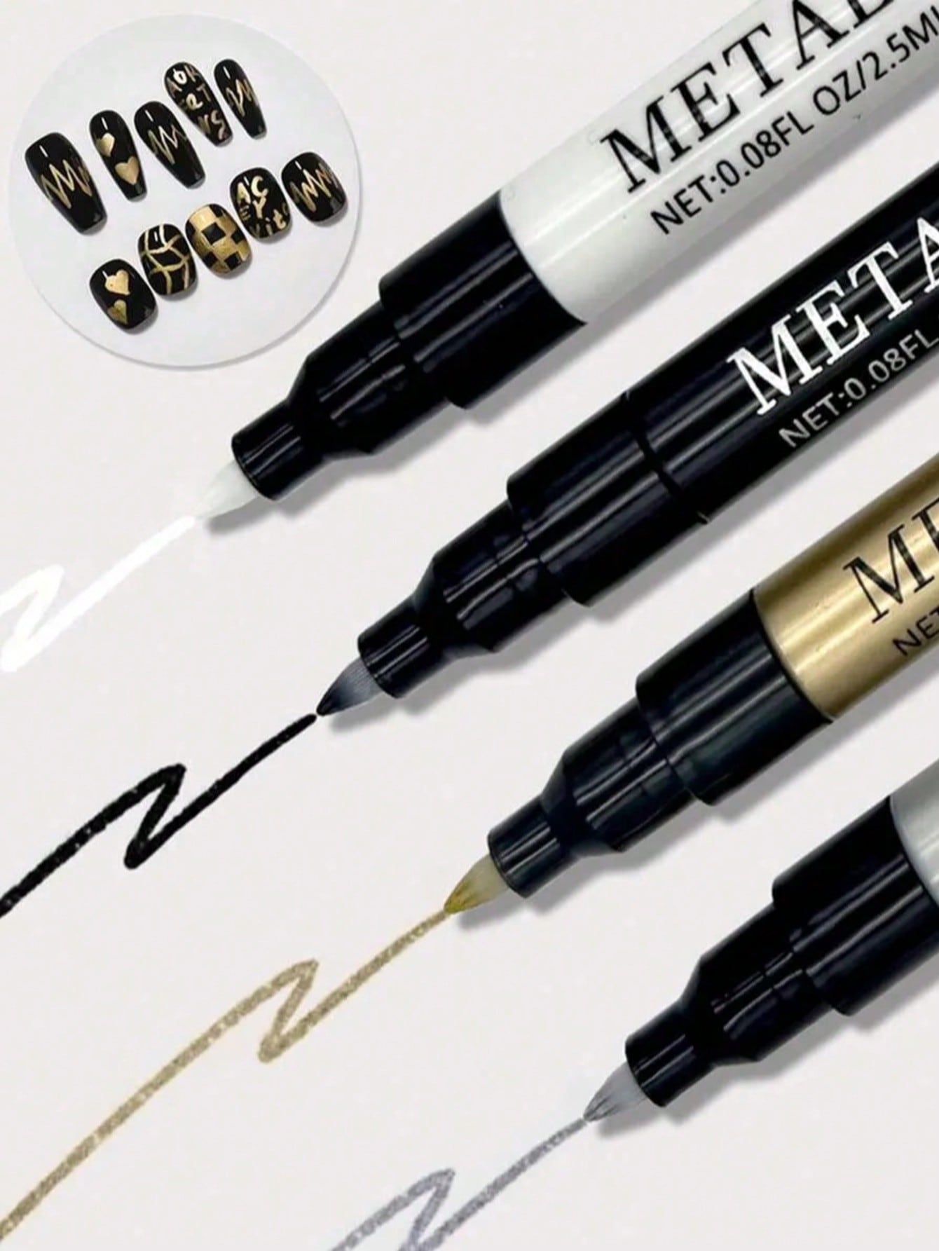 0,8 mm 1 stuk Nagelstift, Wit  - Nail Art Gold recensie en prijs