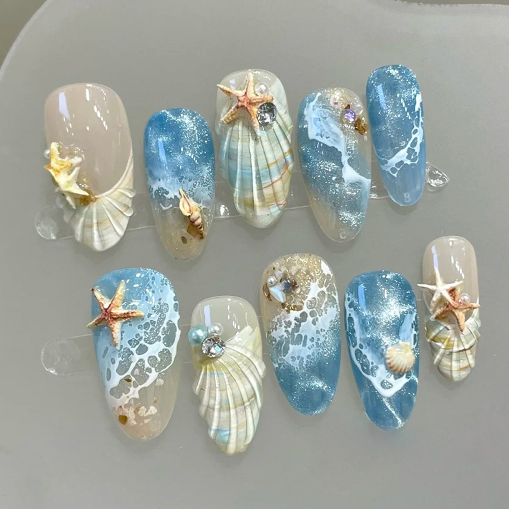 10 stuks Ocean Wave Beach Pres - Nail Art Xs recensie en prijs